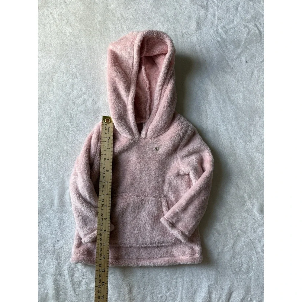 CARTER'S LOT OF 2- Pink Faux Fleece Fur hoodie & White‎ Button Up top 18 Months